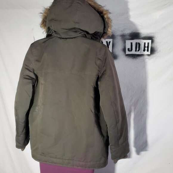 Abercrombie Kids Olive Green Coat with Faux Fur Lining Sz 11/12 -read desc - Picture 4 of 16